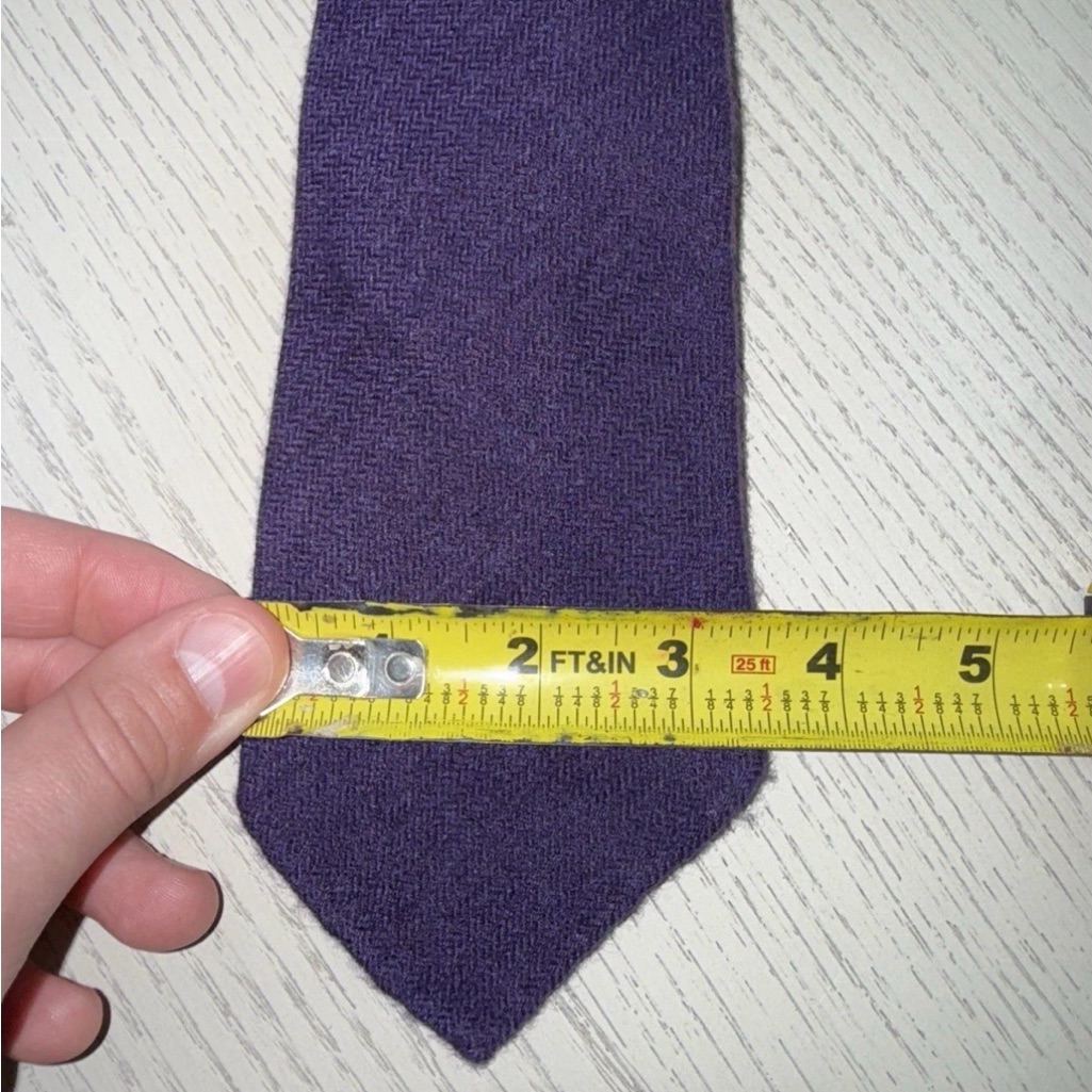 Kiton Napoli Cashmere Wool Silk Tie Purple 3.5” Made In Italy Luxury Neapolitan